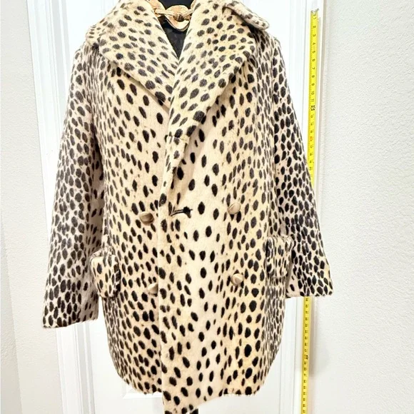 VINTAGE Faux Leopard Print Double-Breasted Women's Coat - Picture 1 of 10